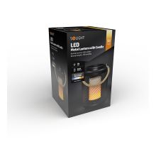 Solight kovový lampáš s LED sviečkou, teplá biela, 3xAA, čierna, 20cm (5)