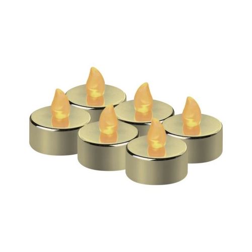 LED dekorace – čajová svíčka zlatá, CR2032, vnitřní, vintage, 6 ks