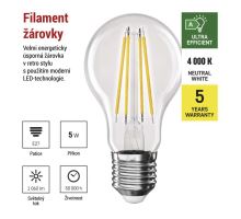 LED žárovka Filament A60 / E27 / 5 W (75 W) / 1 060 lm / neutrální bílá (2)