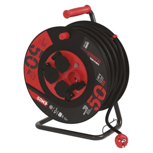 Gumový prodl. kabel na bubnu - 4 zásuvky 50m 2,5mm