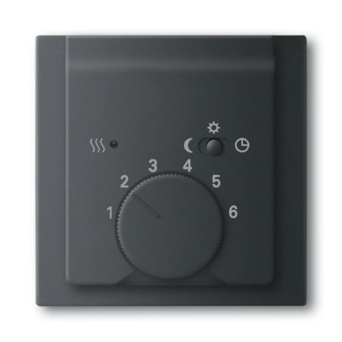 Kryt termostatu s otočným ovládáním, mechová černá, ABB Impuls 2CKA001710A3919