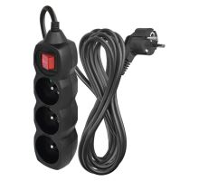 Prodlužovací kabel s vypínačem – 3 zásuvky, 5m, černý (1)