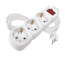 Predlžovací kábel 5 m / 3 zásuvky / s vypínačom / biely / PVC / 1,5 mm2