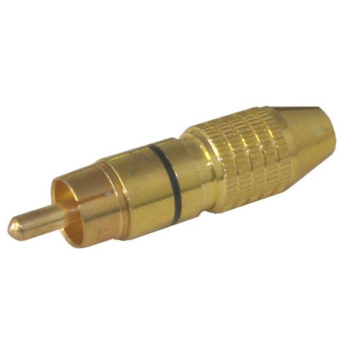 Konektor CINCH kabel kov zlatý pr.6mm černý