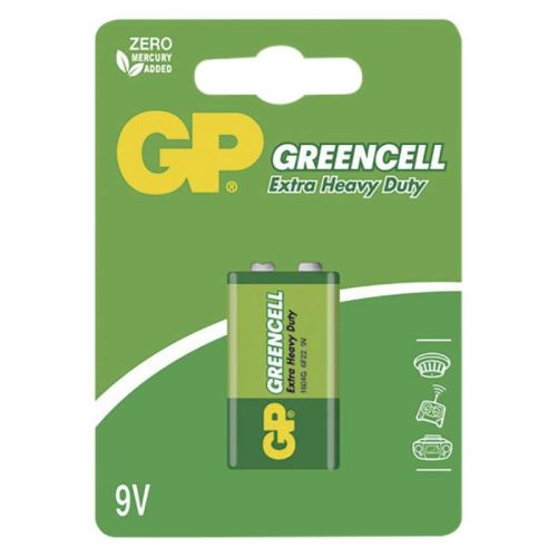 Zinkochloridové batérie GP Greencell 9V, blister
