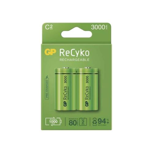 Baterie C (R14) nabíjecí 1,2V/3000mAh GP Recyko 2ks