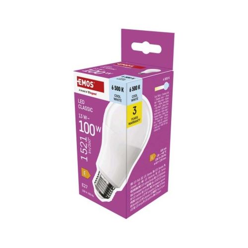 LED žárovka Classic A60 / E27 / 13 W (100 W) / 1521 lm / studená bílá