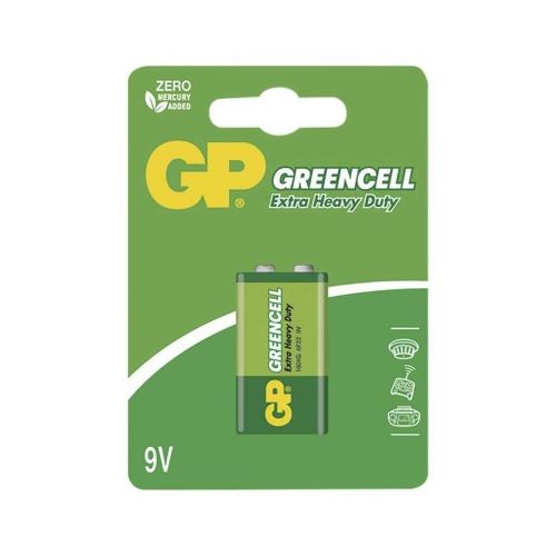Zinkochloridové batérie GP Greencell 9V, blister