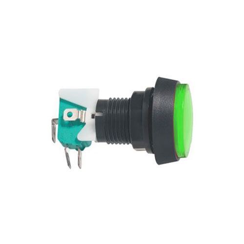 Přepínač tlačítko kul. ON-(ON) 250V/10A s mikrospínačem zelené