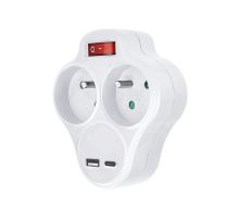 Solight rozbočka s USB A+C nabíječkou, 2 x 10A, bílá, vypínač Solight rozbočka s USB A+C nabíječkou, 2 x 10A, bílá, vypínač