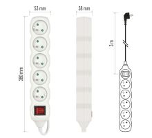 Prodlužovací kabel s vypínačem 5 zásuvky 3m, bílý (8)