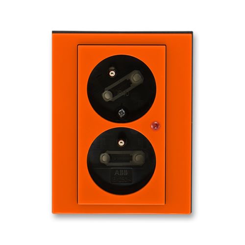 Zásuvka dvojnásobná s ochranou pred prepätím, oranžová / dymová čierna, ABB Levit 5593H-C02357 66