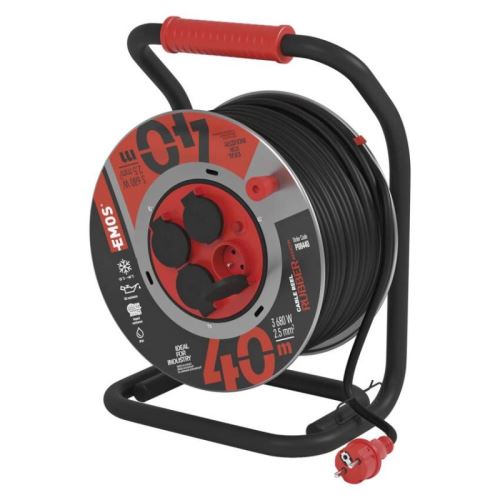 Guma-neoprén predĺž. kábel, bubon kovový - 4z, 40m, 2,5mm2