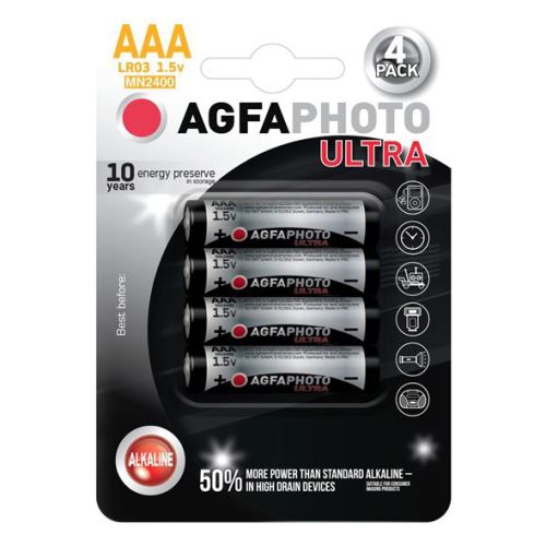 Batéria AAA (LR03) alkalická AGFAPHOTO Ultra 4ks/blister