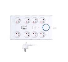 Solight přepěťová ochrana, 8z, USB A+C, 2m, bílá