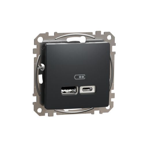 Sedna Design zásuvka nabíjací USB 2-násobná (A + C) 2,4A antracit