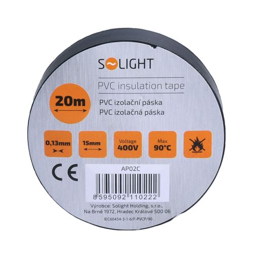 Solight izolačná páska, 15mm x 0,13 mm x 20m, čierna
