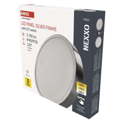 LED prisadené svietidlo NEXXO, kruhové, strieborné, 28,5W, so zmenou CCT