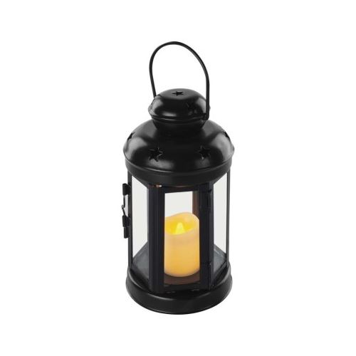 LED lampáš čierna, okrúhla, 18,5 cm, 1x CR2032, vnútorný, vintage, časovač