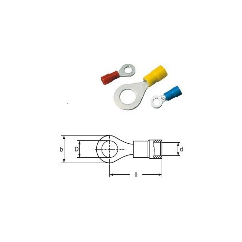 RF-M8 Cu lisovací kabelová oka s izolací (0,5-1,5 mm2)