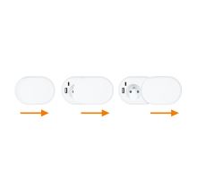 Solight 1z + USB A+C 20W PD vestavná zásuvka s posuvným víčkem, 2m, matná bílá (3)