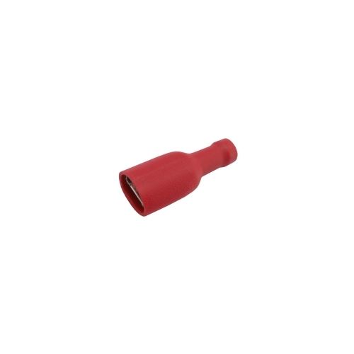 Zdířka faston 6.3mm izol., vodič 0.5-1.5mm červená