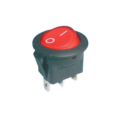 Přepínač kolébkový kul. pros. 2pol./3pin ON-OFF 16A/12VDC červený