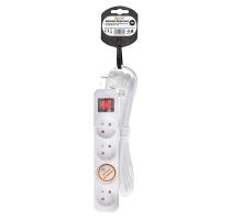 Solight prodlužovací přívod 5m, 4 zásuvky, vypínač, 16A/3680W, PVC, bílý (3)
