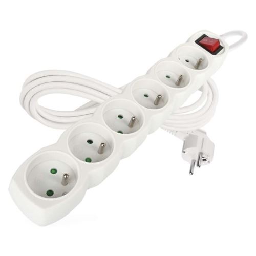 Prodlužovací kabel 3m 6 zásuvky s vypínačem