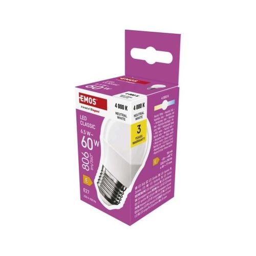 LED žárovka Classic Mini Globe / E27 / 6,5 W (60 W) / 806 lm / neutrální bílá