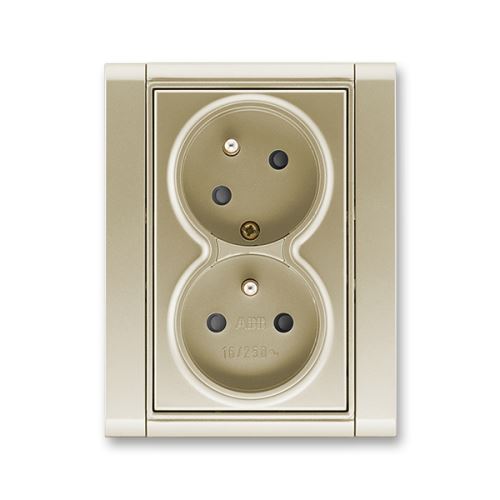 Zásuvka dvojnásobná, s clonkami, s natočenou dutinou, šampaňská, ABB Time 5513F-C02357 33