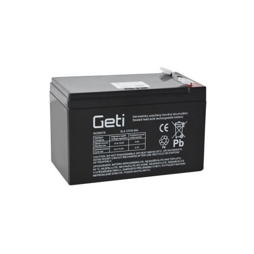 Batéria olovená 12V 9Ah GETI (konektor 6,35 mm)