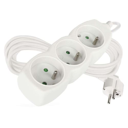 Prodlužovací kabel bílý 3 zásuvky 5m