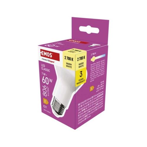 LED žárovka Classic R63 / E27 / 7 W  (60 W) / 806 lm / teplá bílá