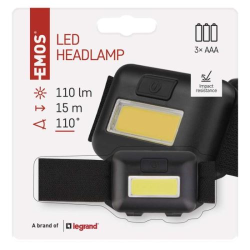 COB LED čelovka P3537, 110 lm, 3× AAA