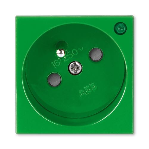 Zásuvka 45x45 s ochranným kolíkem, s clonkami, se signalizací provozního stavu, zelená, ABB Profil 45 5580N-C02357 Z