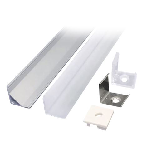 Solight hliníkový profil pre LED pásky rohový, 16x16mm, mliečny difúzor, 1m