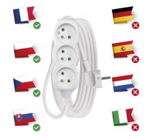 Prodlužovací kabel bílý 3 zásuvky 5m (3)
