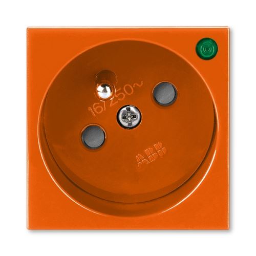 Zásuvka 45x45 s ochranným kolíkem, s clonkami, se signalizací provozního stavu, oranžová, ABB Profil 45 5580N-C02357 P