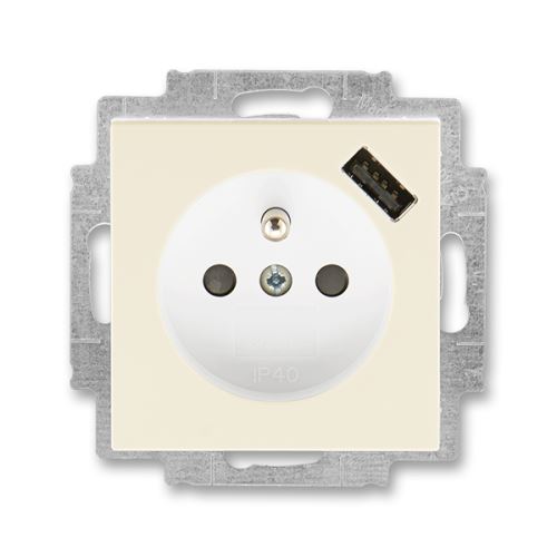 Zásuvka jednonásobná, s clonou, s USB nabíjaním, slonová kosť / biela, ABB Levit 5569H-A02357 17