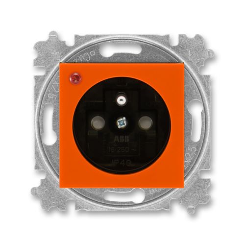Zásuvka jednonásobná s ochranou pred prepätím, oranžová / dymová čierna, ABB Levit 5599H-A02357 66