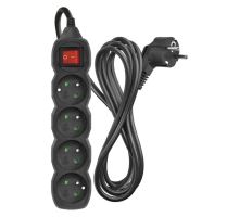 Prodlužovací kabel s vypínačem 4 zásuvky 3m, černý (2)