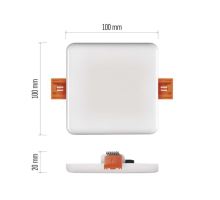 LED panel 100 × 100, zabudovateľný štvorec biely, 8W neutrálna biela (3)