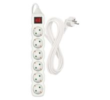 Prodlužovací kabel 3 m / 6 zásuvek / s vypínačem / bílý / PVC / 1,5 mm2 (3)