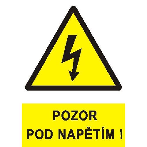 štítek 0121-A POZOR POD NAPĚTÍM