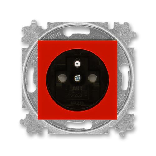 Zásuvka jednonásobná, s clonou, červená / dymová čierna, ABB Levit 5519H-A02357 65