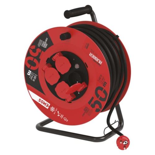 PVC prodlužovací kabel na bubnu - 4 zásuvky 50m pevný střed (P084501)
