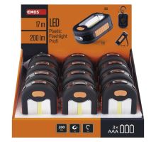 COB LED pracovní svítilna P3889, 200 lm, 3× AAA, 12 ks, display box (9)
