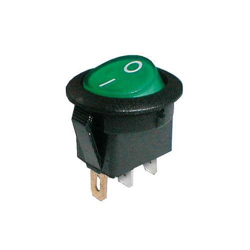 Přepínač kolébkový kul. pros. 2pol./3pin ON-OFF 250V/6A zelený
