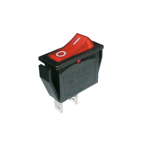 Přepínač kolébkový 2pol./2pin ON-OFF 250V/15A červený
